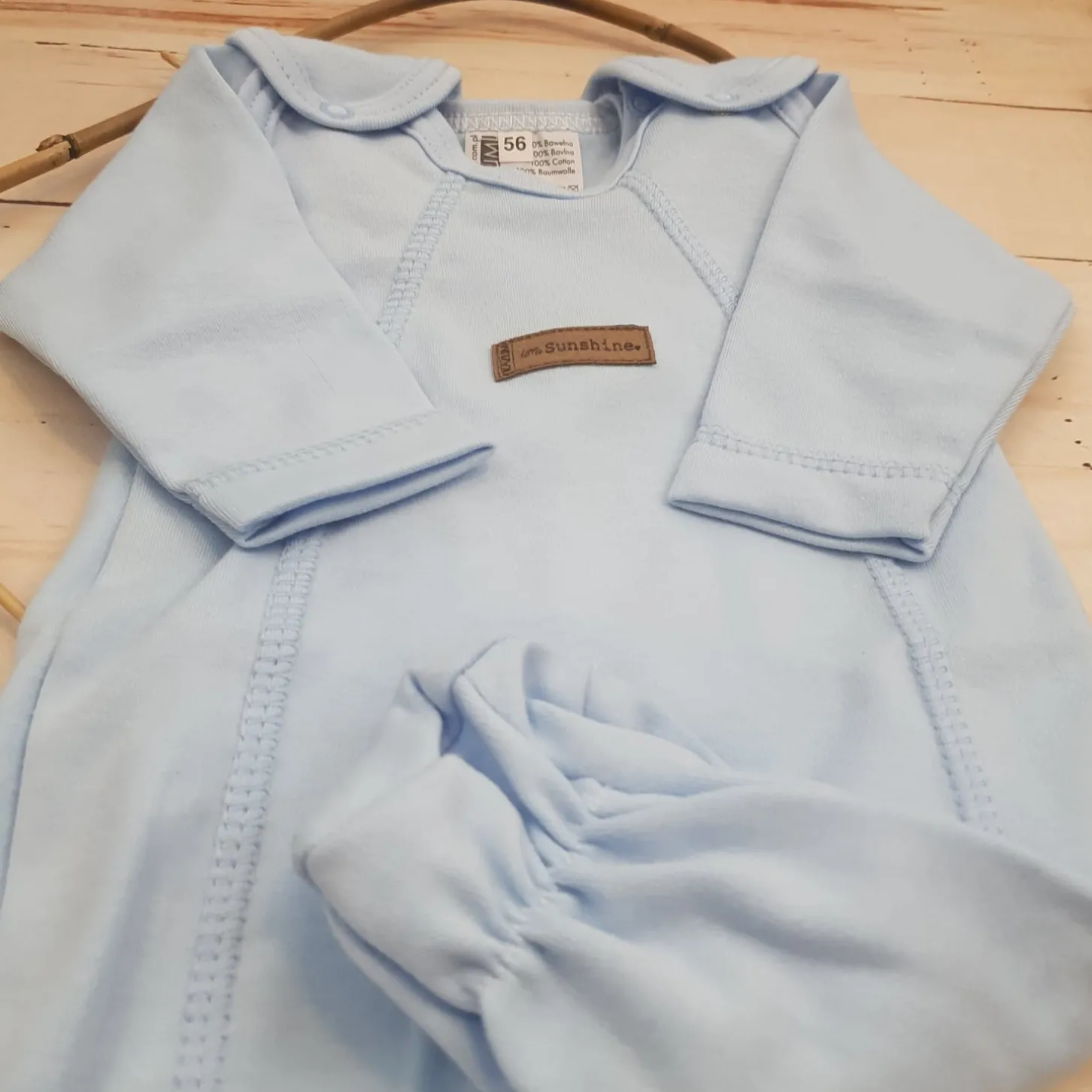 KAZUM 4 cz komplet: body +śpioch+kaftanik+czapka baby blue ostatnie sztuki 50, 62