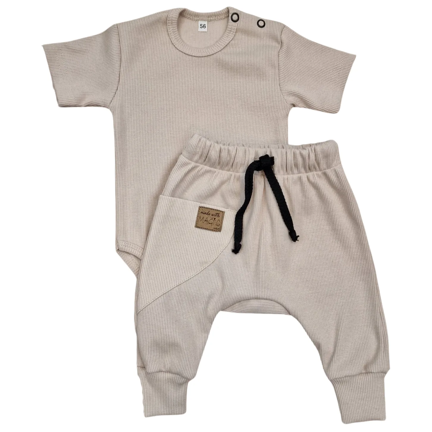 KAZUM 2 cz komplet body+spodnie 56-86 beige latte