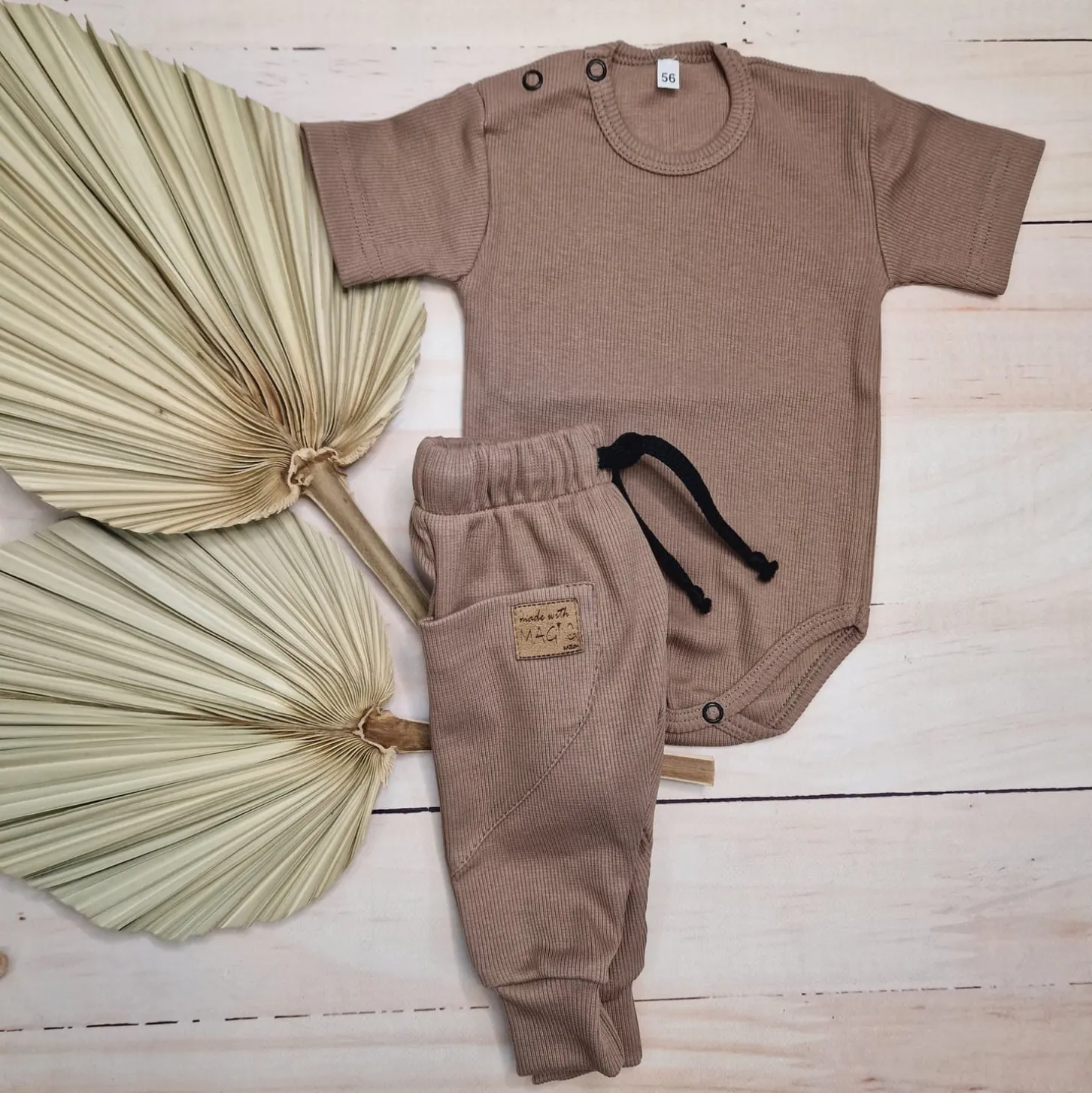 KAZUM 2 cz komplet body+spodnie 56-86 chocolate