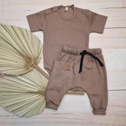 KAZUM 2 cz komplet body+spodnie 56-86 chocolate