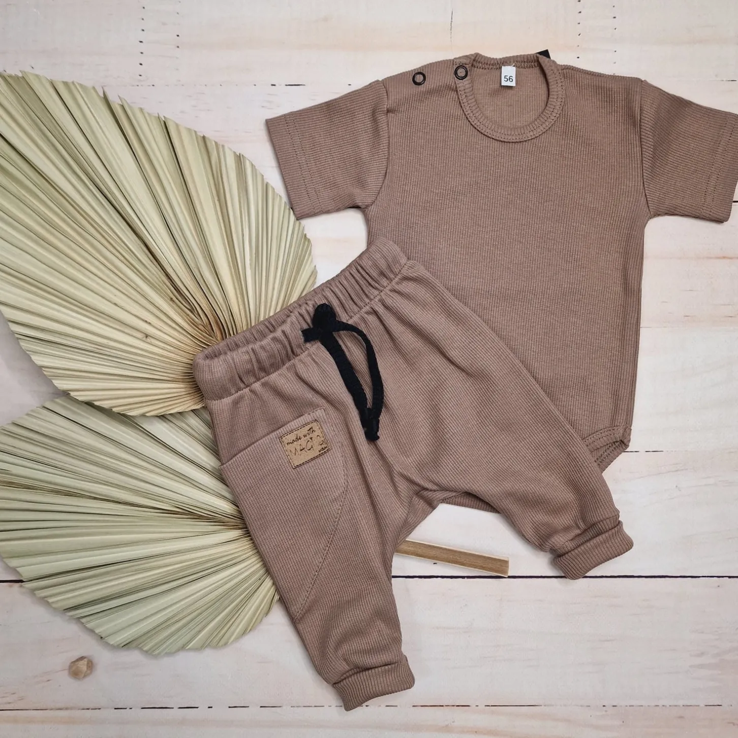 KAZUM 2 cz komplet body+spodnie 56-86 chocolate