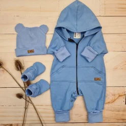 KAZUM 3 cz komplet kombinezon+czapka+buciki 56-86 blue sky