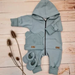 KAZUM 3 cz komplet kombinezon+czapka+buciki 56-86 mineral blue