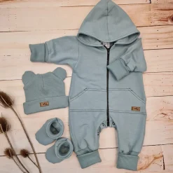 KAZUM 3 cz komplet kombinezon+czapka+buciki 56-86 mineral blue