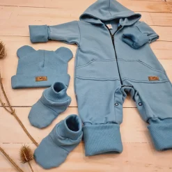 KAZUM 3 cz komplet kombinezon+czapka+buciki 56-86 steel blue