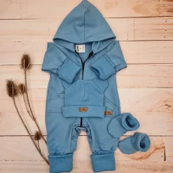 KAZUM 3 cz komplet kombinezon+czapka+buciki 56-86 steel blue