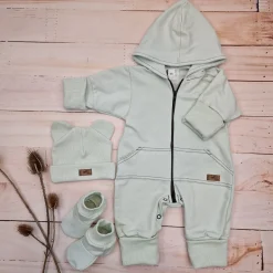 KAZUM 3 cz komplet kombinezon+czapka+buciki 56-86 minty green