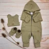 KAZUM 3 cz komplet kombinezon+czapka+buciki 56-86 olive green