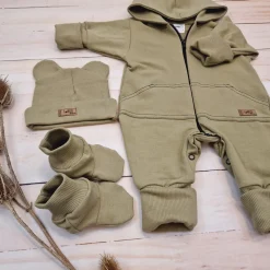 KAZUM 3 cz komplet kombinezon+czapka+buciki 56-86 olive green