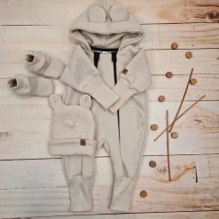 KAZUM 3 cz komplet kombinezon+czapka+buciki 56-86 alabaster beige
