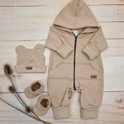 KAZUM 3 cz komplet kombinezon+czapka+buciki 56-86 cappuccino beige