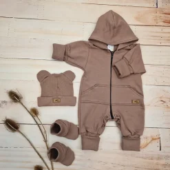 KAZUM 3 cz komplet kombinezon+czapka+buciki 56-86 sweet choco