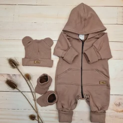 KAZUM 3 cz komplet kombinezon+czapka+buciki 56-86 sweet choco