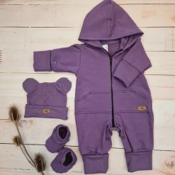 KAZUM 3 cz komplet kombinezon+czapka+buciki 56-86 juice grape