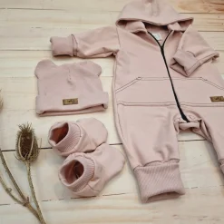 KAZUM 3 cz komplet kombinezon+czapka+buciki 56-86 powder pink