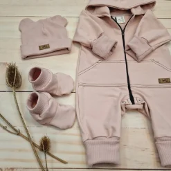 KAZUM 3 cz komplet kombinezon+czapka+buciki 56-86 powder pink