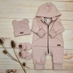 KAZUM 3 cz komplet kombinezon+czapka+buciki 56-86 powder pink