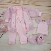 KAZUM 4cz komplet kurtka misiowa+spodnie na szelkach+czapka+buciki 56-86 pinky rose