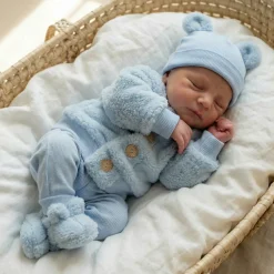 KAZUM 4cz komplet kurtka misiowa+spodnie na szelkach+czapka+buciki 56-86 blue dream
