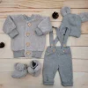 KAZUM 4cz komplet kurtka misiowa+spodnie na szelkach+czapka+buciki 56-86 silver mist