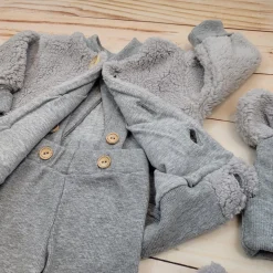 KAZUM 4cz komplet kurtka misiowa+spodnie na szelkach+czapka+buciki 56-86 silver mist