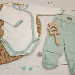 KAZUM2 cz komplet niemowlęcy body+półśpiochy zielony aquamarinearine ostatnie sztuki 50