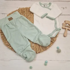 KAZUM2 cz komplet niemowlęcy body+półśpiochy zielony aquamarinearine ostatnie sztuki 50
