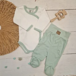 KAZUM2 cz komplet niemowlęcy body+półśpiochy zielony aquamarinearine ostatnie sztuki 50