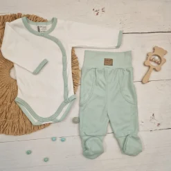 KAZUM2 cz komplet niemowlęcy body+półśpiochy zielony aquamarinearine ostatnie sztuki 50