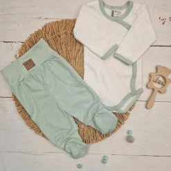 KAZUM2 cz komplet niemowlęcy body+półśpiochy zielony aquamarinearine ostatnie sztuki 50