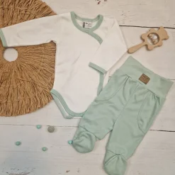 KAZUM2 cz komplet niemowlęcy body+półśpiochy zielony aquamarinearine ostatnie sztuki 50