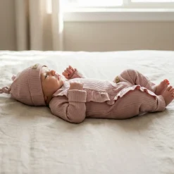 KAZUM 2 cz komplet rampers rozsuwany na zamek do samego dołu + czapka, dla dziewczynki 56-68 candy pink
