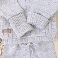 KAZUM 3 cz komplet włóczkowy rosnący z dzieckiem - sweterek, spodnie i czapka 56-86 hazelnut