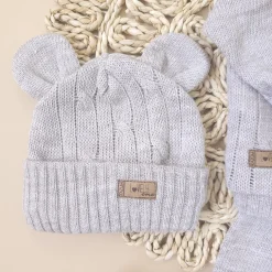 KAZUM 3 cz komplet włóczkowy rosnący z dzieckiem - sweterek, spodnie i czapka 56-86 hazelnut