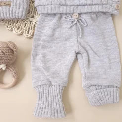 KAZUM 3 cz komplet włóczkowy rosnący z dzieckiem - sweterek, spodnie i czapka 56-86 hazelnut