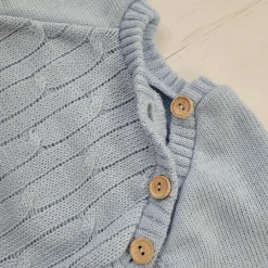 KAZUM 3 cz komplet włóczkowy rosnący z dzieckiem - sweterek, spodnie i czapka 56-86 baby blue