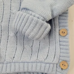 KAZUM 3 cz komplet włóczkowy rosnący z dzieckiem - sweterek, spodnie i czapka 56-86 baby blue