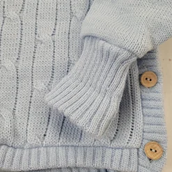 KAZUM 3 cz komplet włóczkowy rosnący z dzieckiem - sweterek, spodnie i czapka 56-86 baby blue