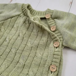 KAZUM 3 cz komplet włóczkowy rosnący z dzieckiem - sweterek, spodnie i czapka 56-86 olive green