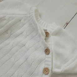 KAZUM 3 cz komplet włóczkowy rosnący z dzieckiem - sweterek, spodnie i czapka 56-86 coconut