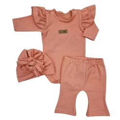 KAZUM 3cz piękny komplet body + spodnie dzwony + czapka 56-86 mango tango