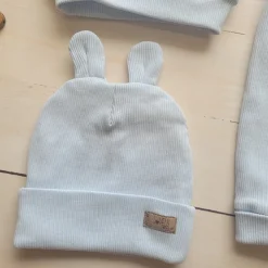 KAZUM 3 cz Prążkowany komplet bluza+spodnie+czapka 56-86 blue sky