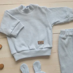 KAZUM 3 cz Prążkowany komplet bluza+spodnie+czapka 56-86 blue sky