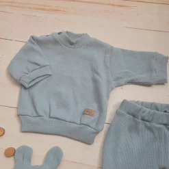 KAZUM 3 cz Prążkowany komplet bluza+spodnie+czapka 56-86 mineral blue