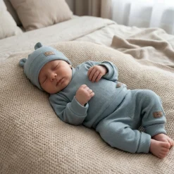 KAZUM 3 cz Prążkowany komplet bluza+spodnie+czapka 56-86 mineral blue