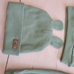 KAZUM 3 cz Prążkowany komplet bluza+spodnie+czapka 56-86 gooseberry green