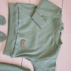 KAZUM 3 cz Prążkowany komplet bluza+spodnie+czapka 56-86 gooseberry green