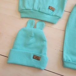 KAZUM 3 cz Prążkowany komplet bluza+spodnie+czapka 56-86 minty green