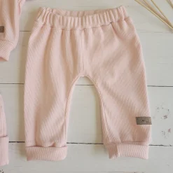 KAZUM 3 cz Prążkowany komplet bluza+spodnie+czapka 56-86 powder pink