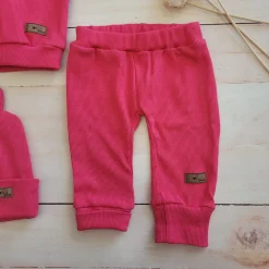 KAZUM 3 cz Prążkowany komplet bluza+spodnie+czapka 56-86 raspberry
